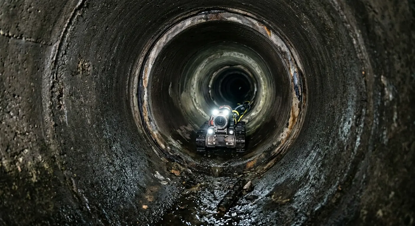 Robotic sewer camera inspecting pipe interior for Drain Snake Service in Deschutes River Woods